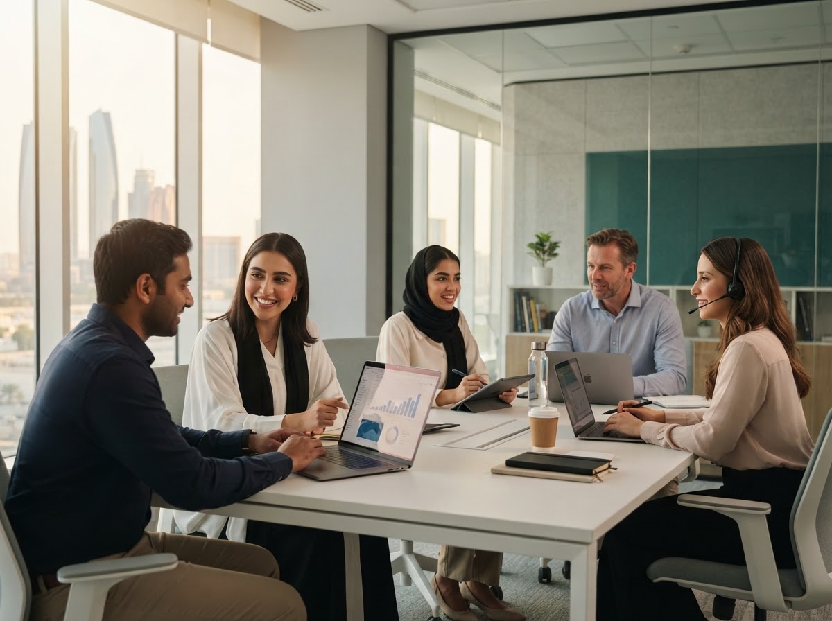 Adnoc Platform team reviewing portfolio risk data on a workstation